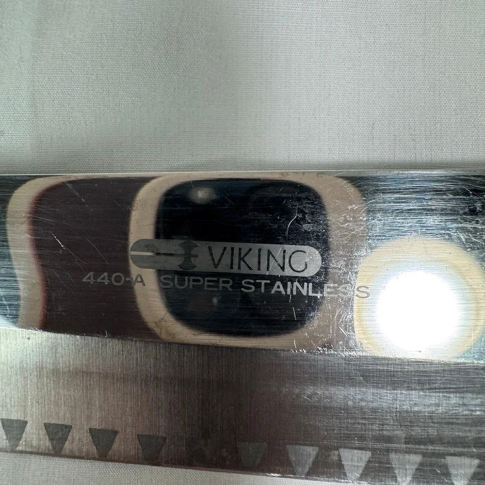 Viking 440-A Super Stainless Steel Carving Knife Wood Handle 13.75 Inch Silver